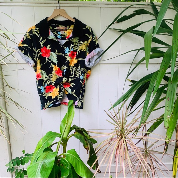 vintage vsco 90s Hawaiian crop polo tee - Picture 7 of 8